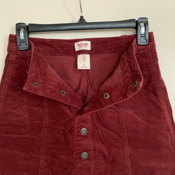 Burgundy corduroy a line mini button up skirt - Picture 3 of 5